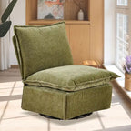 Sillón giratorio de chenilla verde, un asiento