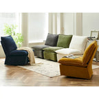 Sillón giratorio de chenilla verde, un asiento