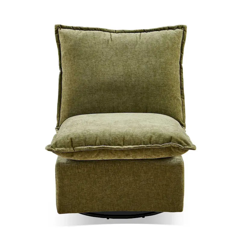 Sillón giratorio de chenilla verde, un asiento