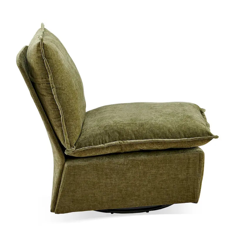 Sillón giratorio de chenilla verde, un asiento