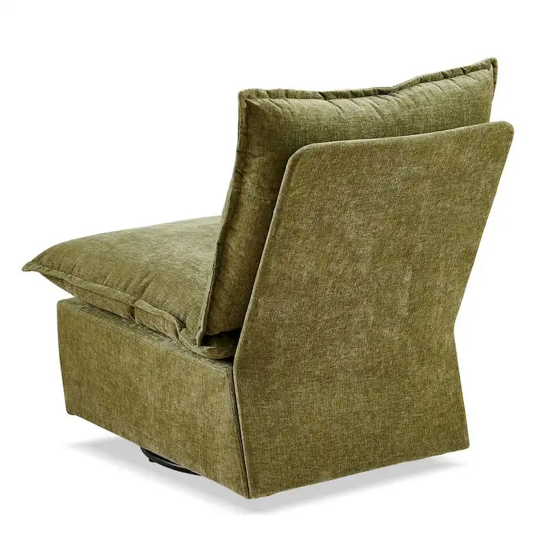 Sillón giratorio de chenilla verde, un asiento