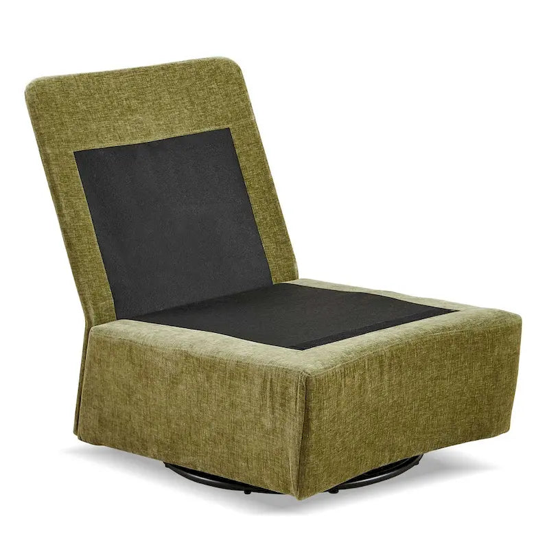 Sillón giratorio de chenilla verde, un asiento