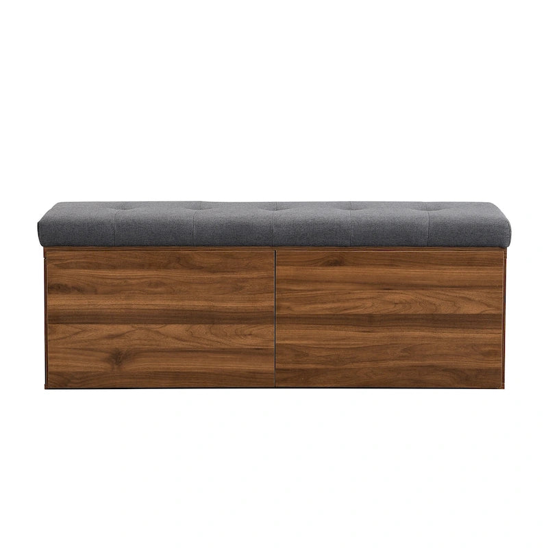 Banco Zapatero con Tapa Abatible y Cojín, Gris Claro / Gris Oscuro, 1 Asiento