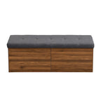 Banco Zapatero con Tapa Abatible y Cojín, Gris Claro / Gris Oscuro, 1 Asiento