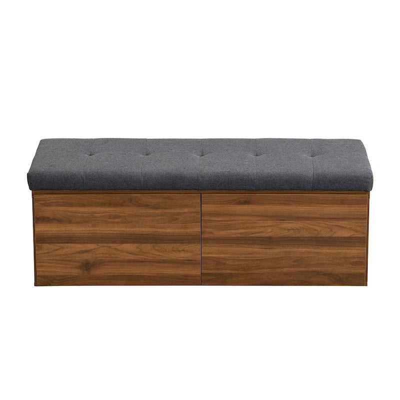 Banco Zapatero con Tapa Abatible y Cojín, Gris Claro / Gris Oscuro, 1 Asiento