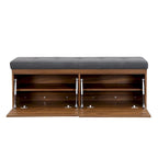 Banco Zapatero con Tapa Abatible y Cojín, Gris Claro / Gris Oscuro, 1 Asiento