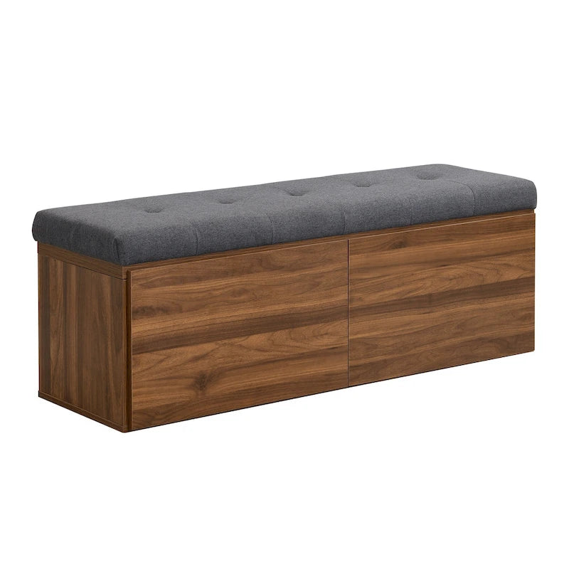 Banco Zapatero con Tapa Abatible y Cojín, Gris Claro / Gris Oscuro, 1 Asiento