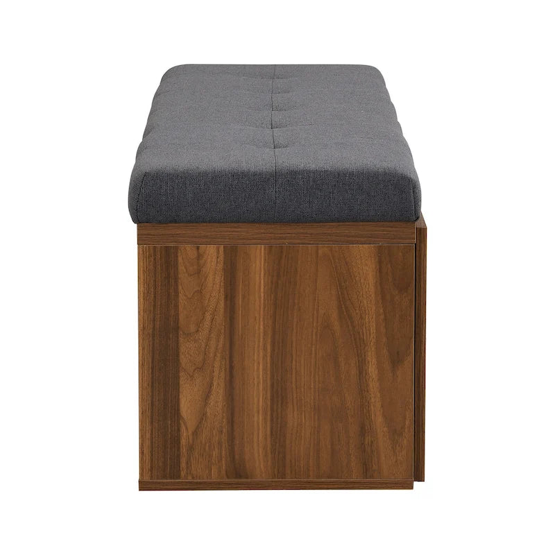 Banco Zapatero con Tapa Abatible y Cojín, Gris Claro / Gris Oscuro, 1 Asiento