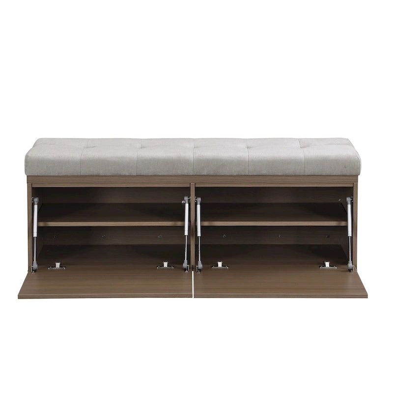 Banco Zapatero con Tapa Abatible y Cojín, Gris Claro / Gris Oscuro, 1 Asiento