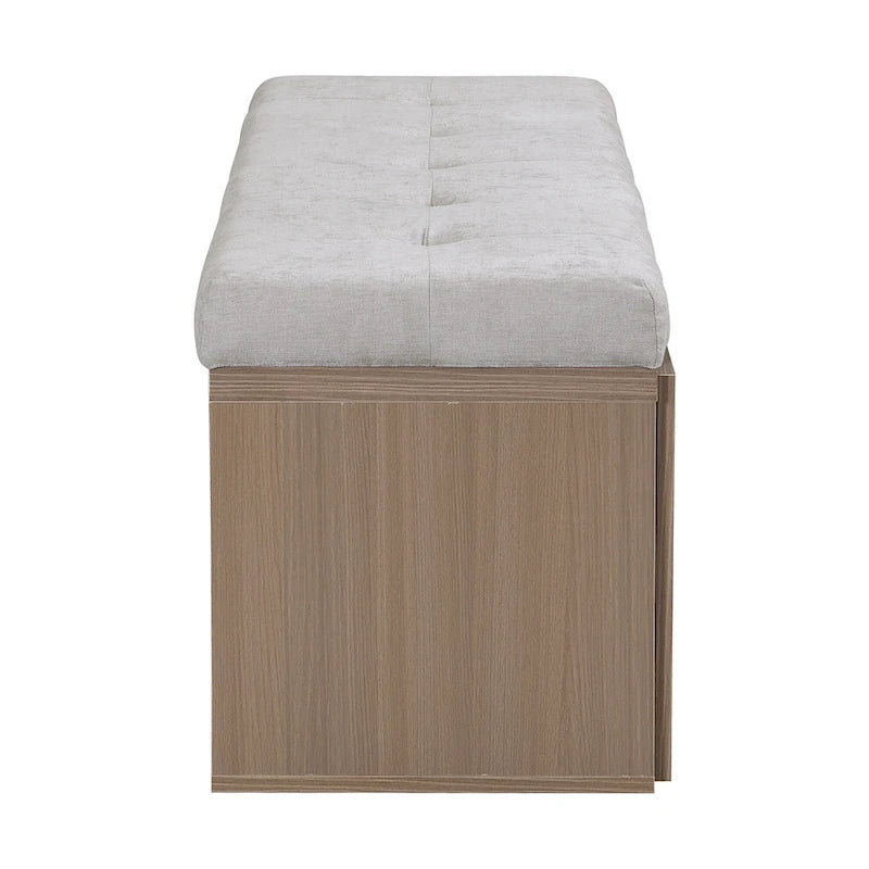 Banco Zapatero con Tapa Abatible y Cojín, Gris Claro / Gris Oscuro, 1 Asiento