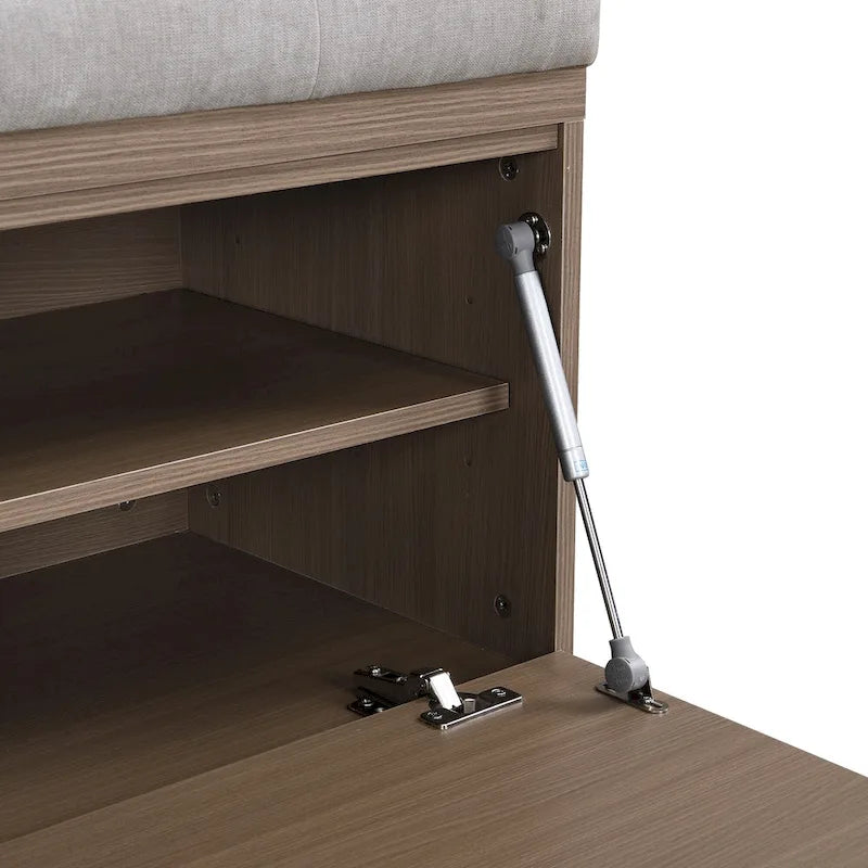 Banco Zapatero con Tapa Abatible y Cojín, Gris Claro / Gris Oscuro, 1 Asiento