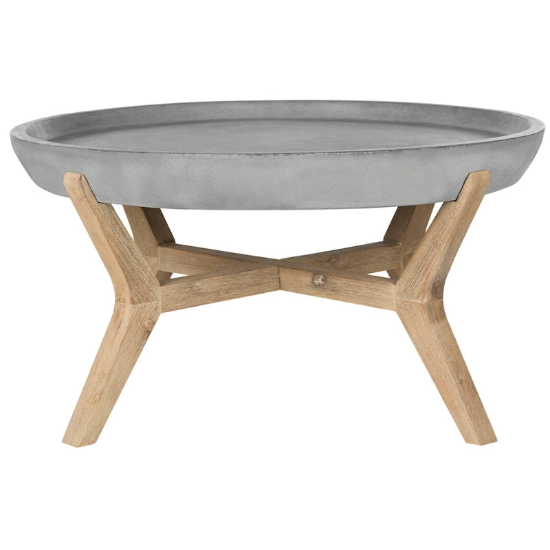 Mesa de centro redonda gris oscuro para interior/exterior