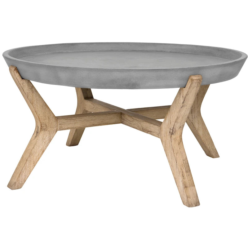 Mesa de centro redonda gris oscuro para interior/exterior