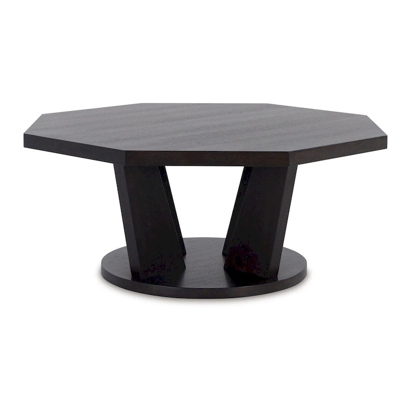 Mesa de centro octogonal, Marrón Espresso Oscuro, 1 persona