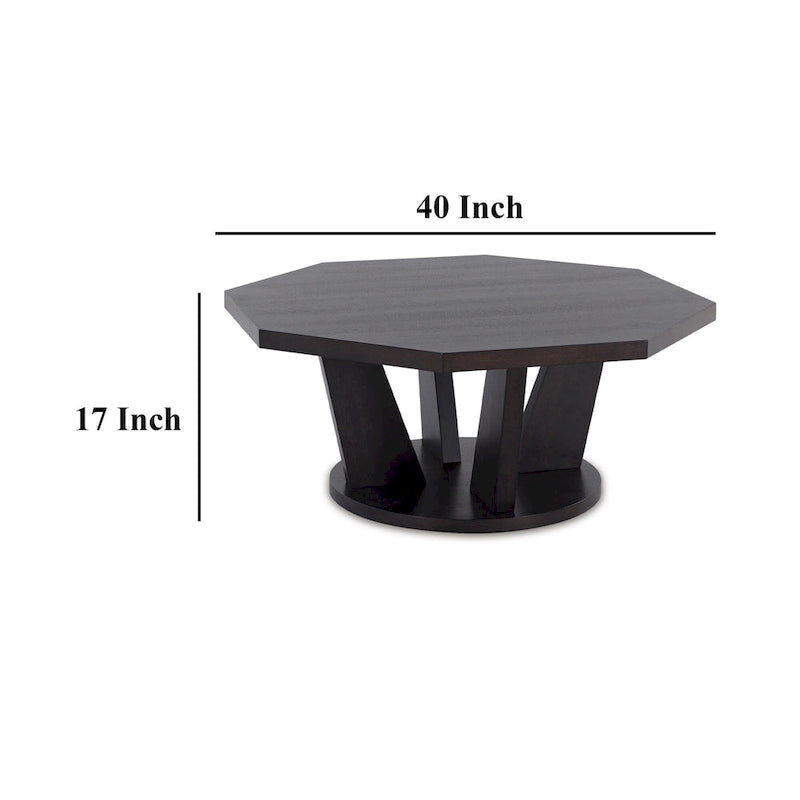 Mesa de centro octogonal, Marrón Espresso Oscuro, 1 persona