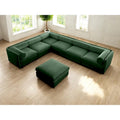 Sofá seccional modular en forma de L de chenilla verde / blanco / azul, 7 asientos
