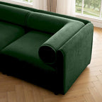 Sofá seccional modular en forma de L de chenilla verde / blanco / azul, 7 asientos