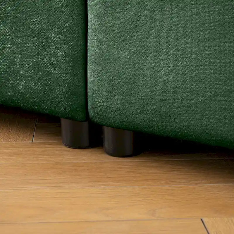 Sofá seccional modular en forma de L de chenilla verde / blanco / azul, 7 asientos