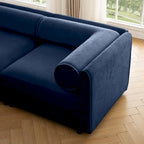 Sofá seccional modular en forma de L de chenilla verde / blanco / azul, 7 asientos