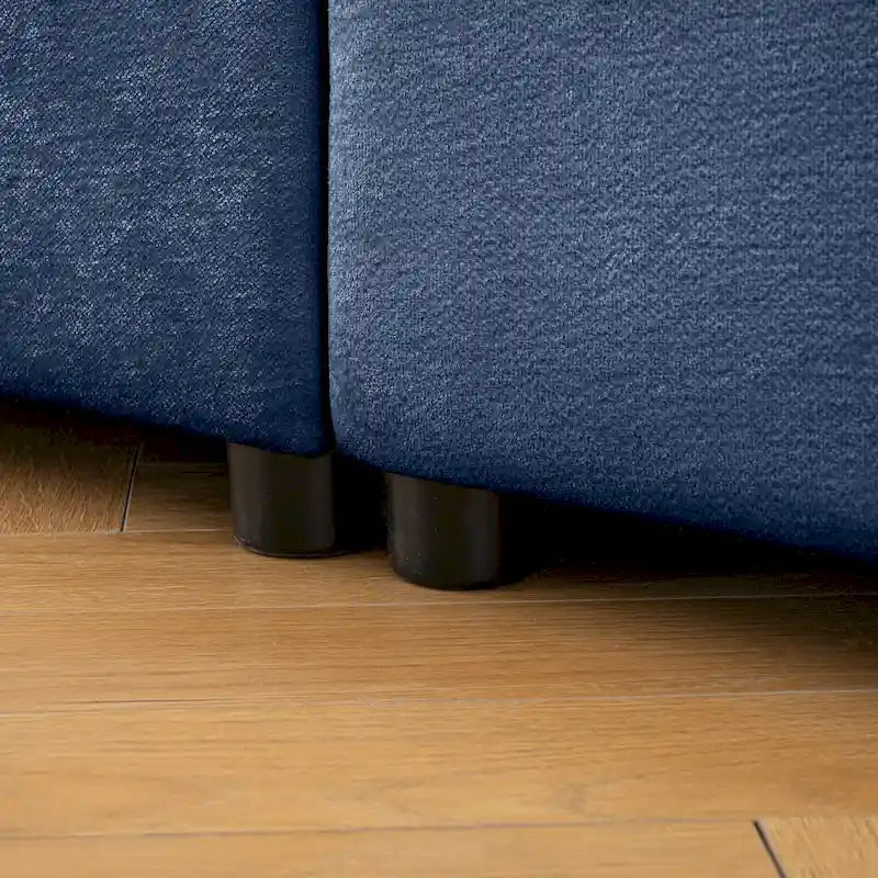 Sofá seccional modular en forma de L de chenilla verde / blanco / azul, 7 asientos