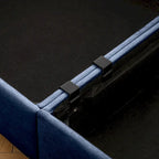 Sofá seccional modular en forma de L de chenilla verde / blanco / azul, 7 asientos