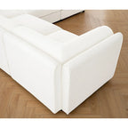 Sofá seccional modular en forma de L de chenilla verde / blanco / azul, 7 asientos