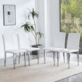 Silla de comedor de polipiel blanca y negra con patas de metal, juego de 4