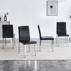Silla de comedor de polipiel blanca y negra con patas de metal, juego de 4