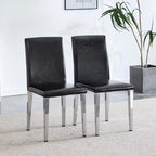 Silla de comedor de polipiel blanca y negra con patas de metal, juego de 4