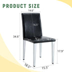 Silla de comedor de polipiel blanca y negra con patas de metal, juego de 4
