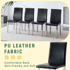 Silla de comedor de polipiel blanca y negra con patas de metal, juego de 4