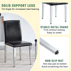 Silla de comedor de polipiel blanca y negra con patas de metal, juego de 4