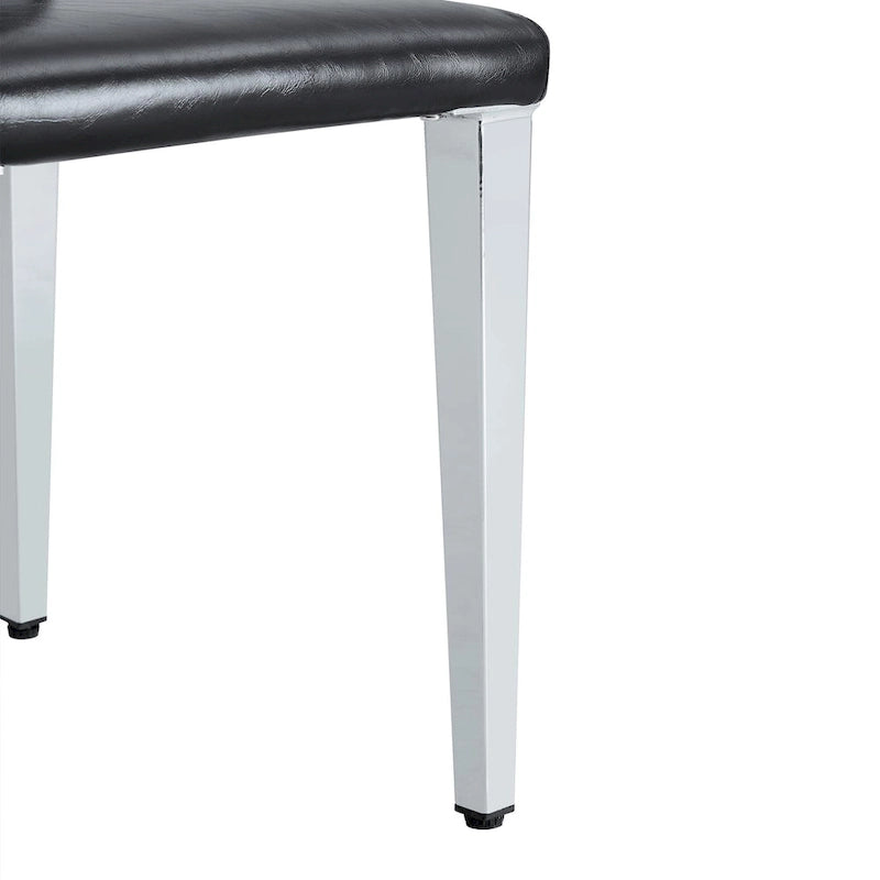 Silla de comedor de polipiel blanca y negra con patas de metal, juego de 4