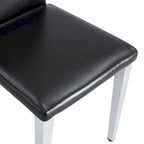 Silla de comedor de polipiel blanca y negra con patas de metal, juego de 4