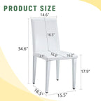 Silla de comedor de polipiel blanca y negra con patas de metal, juego de 4