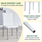 Silla de comedor de polipiel blanca y negra con patas de metal, juego de 4