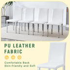 Silla de comedor de polipiel blanca y negra con patas de metal, juego de 4