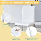 Silla de comedor de polipiel blanca y negra con patas de metal, juego de 4
