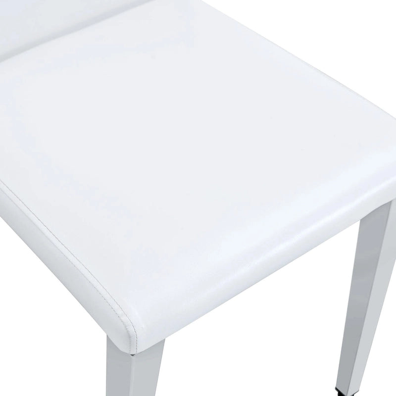 Silla de comedor de polipiel blanca y negra con patas de metal, juego de 4