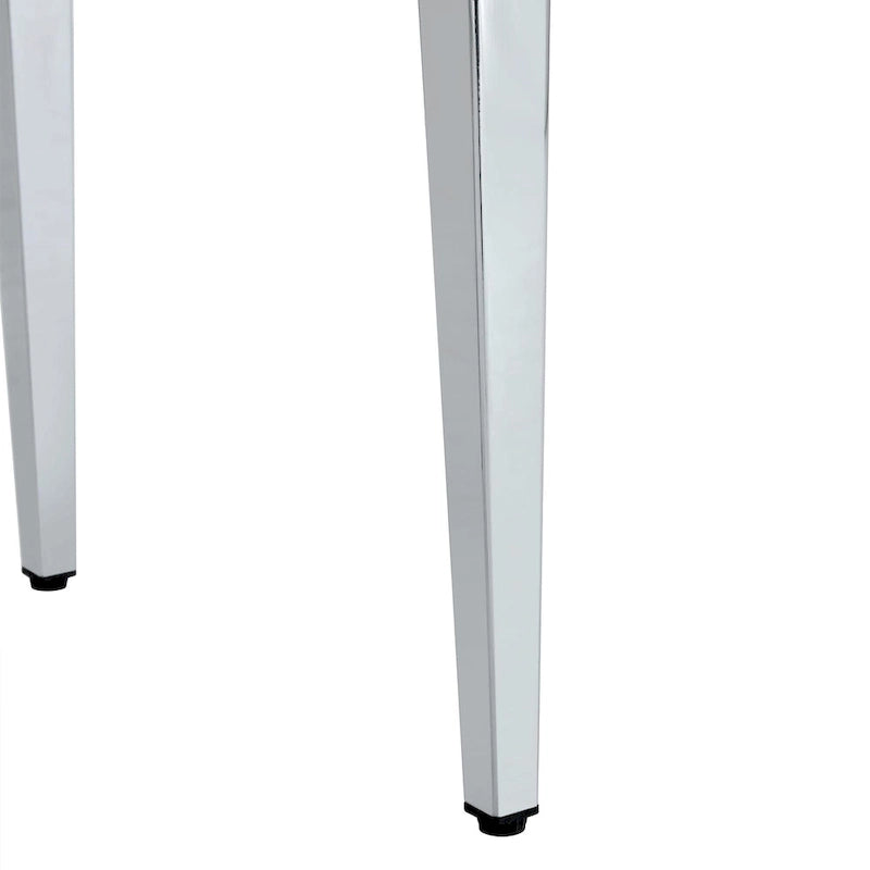 Silla de comedor de polipiel blanca y negra con patas de metal, juego de 4
