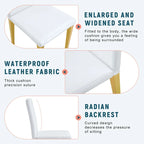 Silla de comedor de polipiel blanca y negra con patas de metal, juego de 4