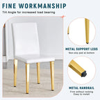 Silla de comedor de polipiel blanca y negra con patas de metal, juego de 4