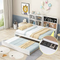 Cama de día blanca de tamaño completo con cama nido, para 2 personas
