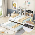 Cama de día blanca de tamaño completo con cama nido, para 2 personas