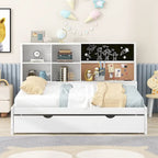 Cama de día blanca de tamaño completo con cama nido, para 2 personas
