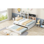 Cama de día blanca de tamaño completo con cama nido, para 2 personas
