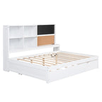 Cama de día blanca de tamaño completo con cama nido, para 2 personas