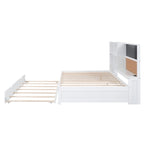 Cama de día blanca de tamaño completo con cama nido, para 2 personas