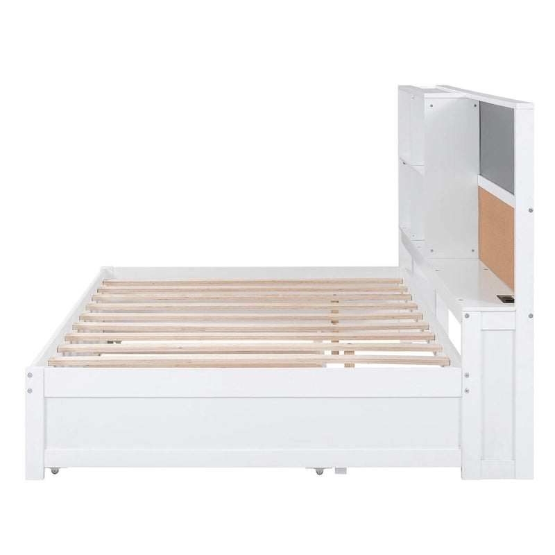Cama de día blanca de tamaño completo con cama nido, para 2 personas