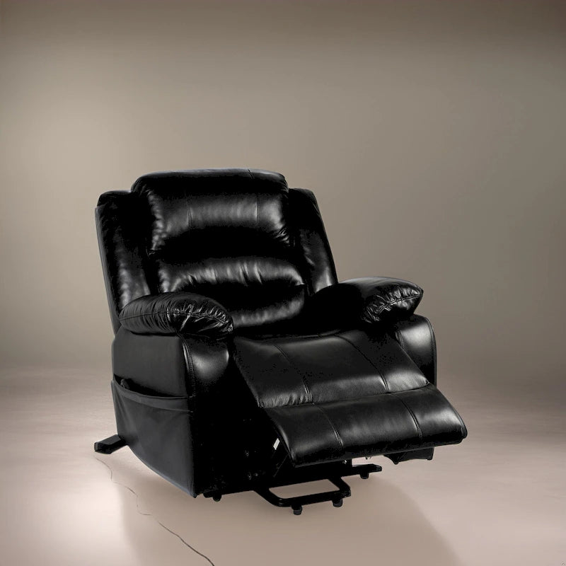 Sillón reclinable elevador eléctrico gris/negro/crema con calor y masaje, asiento individual